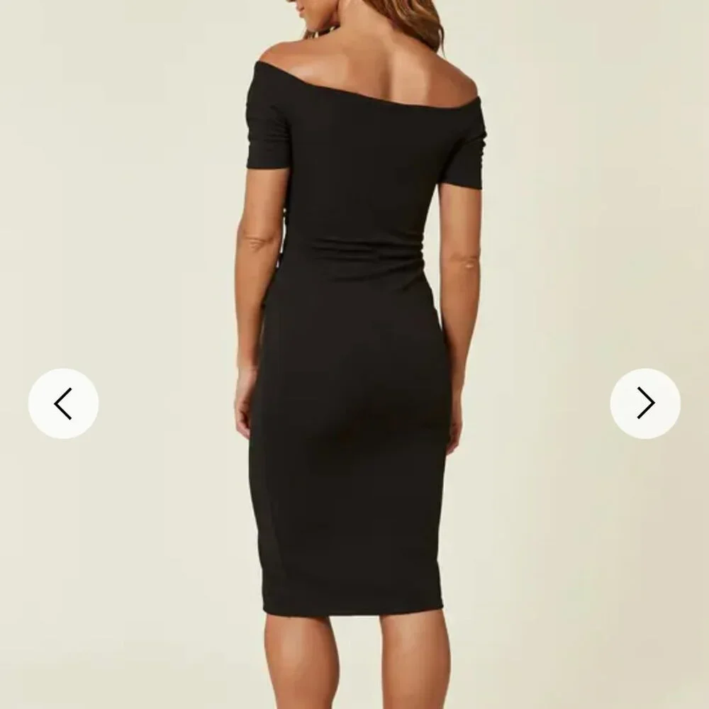 NWT SilkFred-Exclusive Bardot Off Shoulder Dress-Black UK 12, USA 8 - Picture 3 of 10